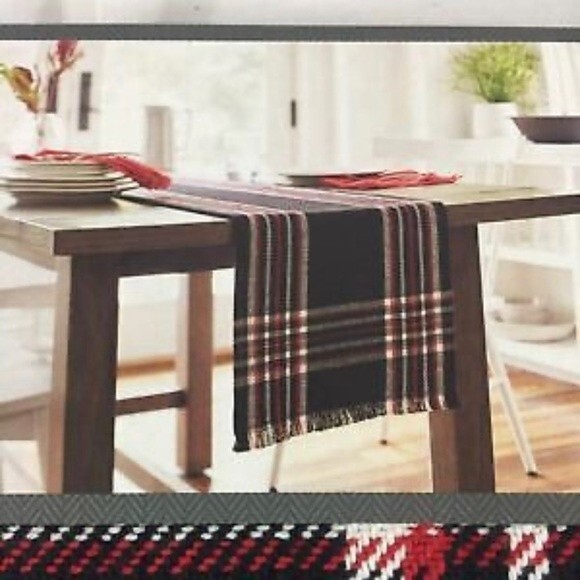 Red Black Striped Table Runner 14x72 table runner Home decor Kitchen Counter - Picture 1 of 5